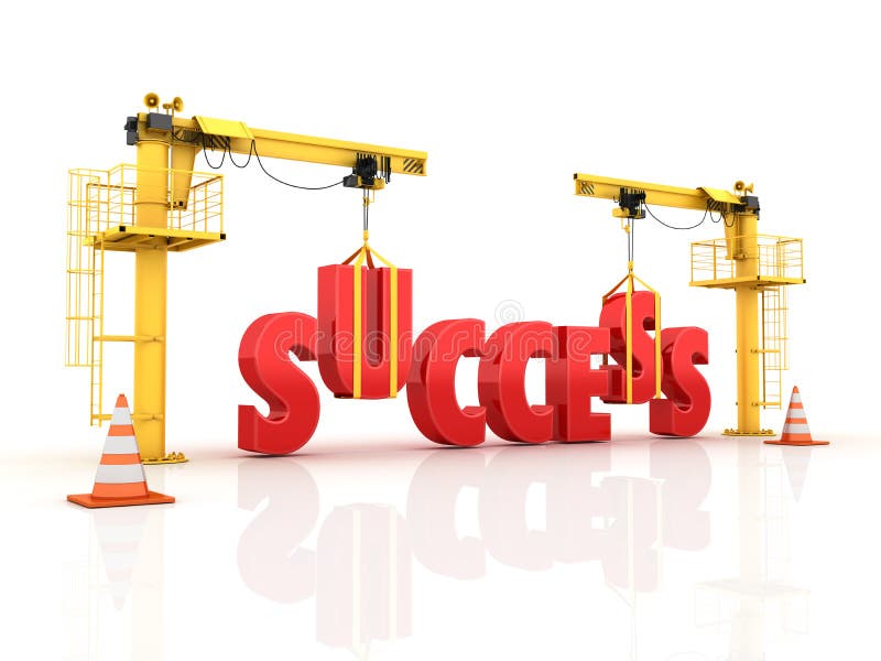 Kranen die het SUCCESwoord bouwen stock illustratie Kranen die het SUCCESwoord bouwen stock illustratie
