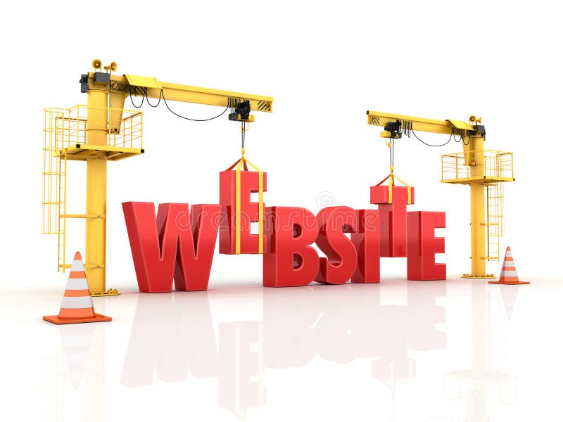 Kranen die het WEBSITEwoord bouwen stock illustratie Kranen die het WEBSITEwoord bouwen stock illustratie