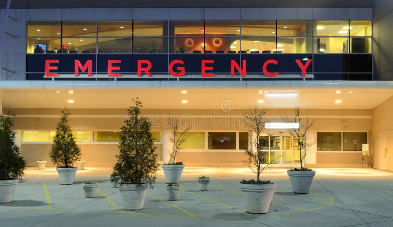 Emergency room entrance at a hospital. Emergency room entrance at a hospital.
