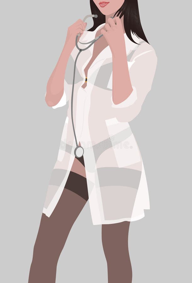 The nurse in a transparent dressing gown. Vector. Without mesh. The nurse in a transparent dressing gown. Vector. Without mesh.