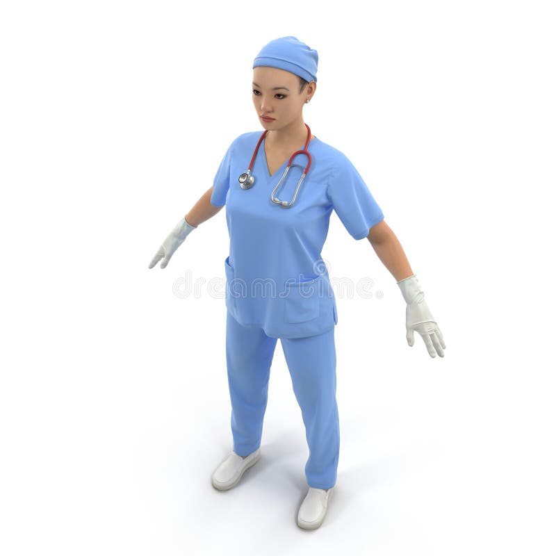 Krankenschwester oder junger Doktor, die im vollen Körper lokalisiert auf Weiß steht Abbildung 3D