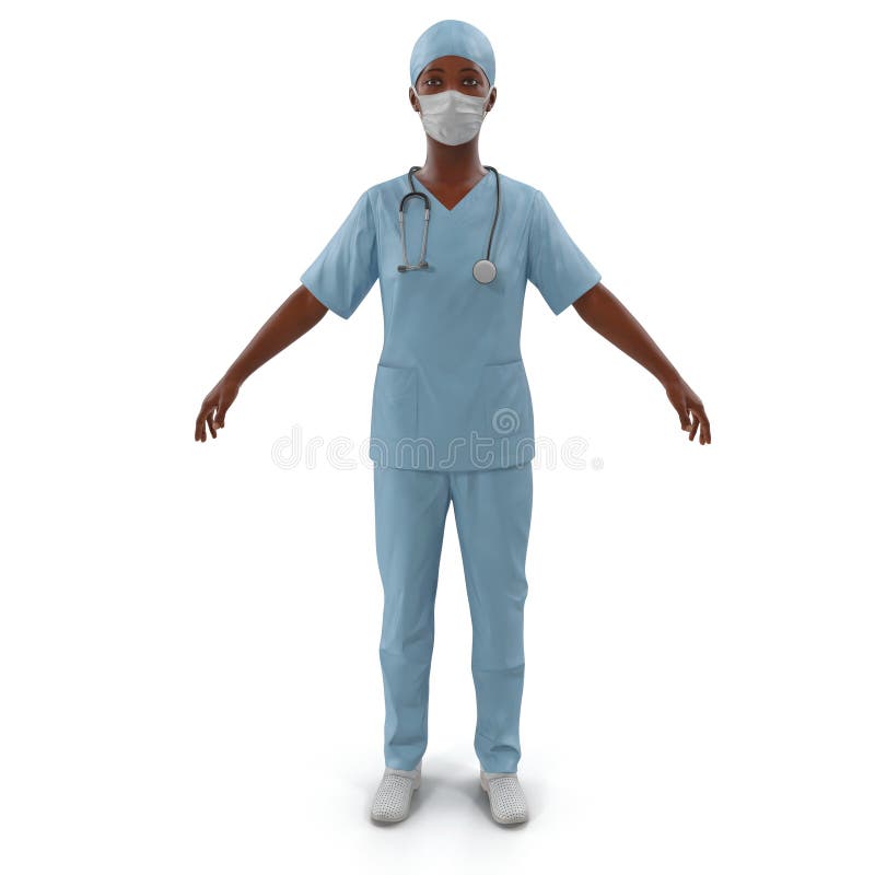 Krankenschwester oder junger Doktor, die im vollen Körper lokalisiert auf Weiß steht Front View Abbildung 3D