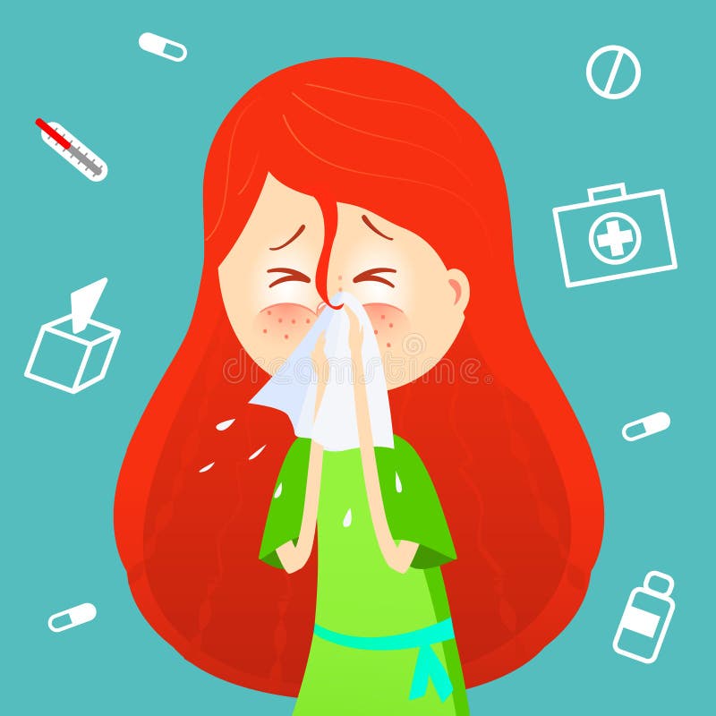 Krankes Mädchen Niesendes Allergiekind Der kleine Junge unzufrieden gemacht krankes Kind mit Grippe oder Virus Stellen Sie schütz vektor abbildung Krankes Mädchen Niesendes Allergiekind Der kleine Junge unzufrieden gemacht krankes Kind mit Grippe oder Virus Stellen Sie schütz vektor abbildung