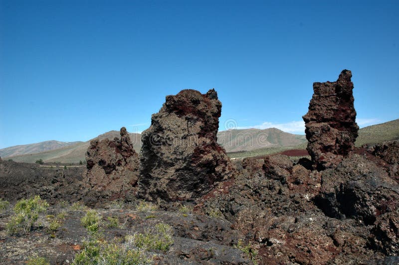 Craters of the Moon , landscape with black volcanic basalt ,a National Monument in Idaho, USA. Craters of the Moon , landscape with black volcanic basalt ,a National Monument in Idaho, USA