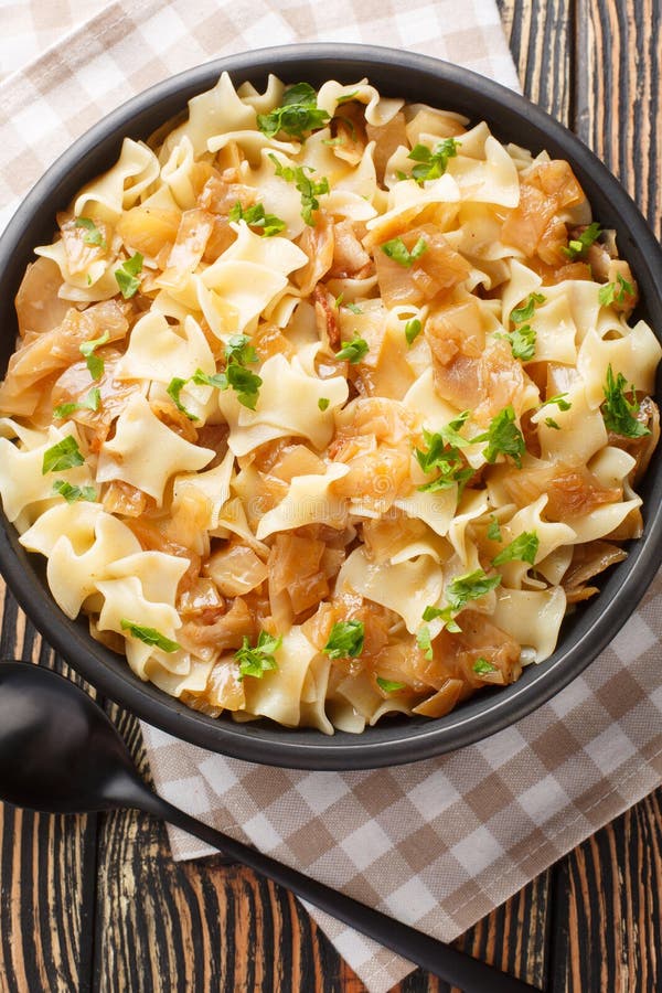 Krautfleckerl Austrian Noodles with Cabbage Closeup on the Bowl ...