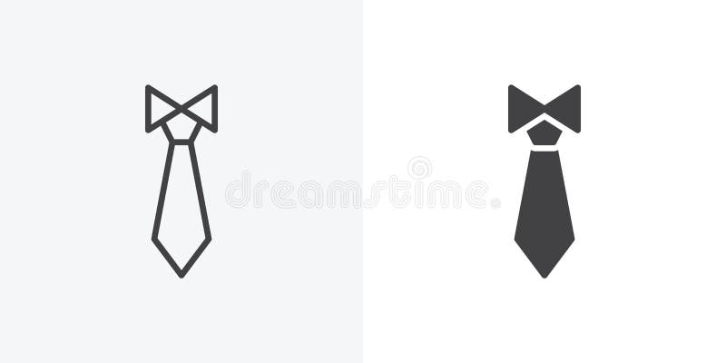 Krawattenikone Linie und Glyphversion vektor abbildung