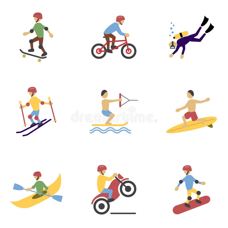 Krańcowe sport ikony Ustawiać ilustracji Krańcowe sport ikony Ustawiać ilustracji