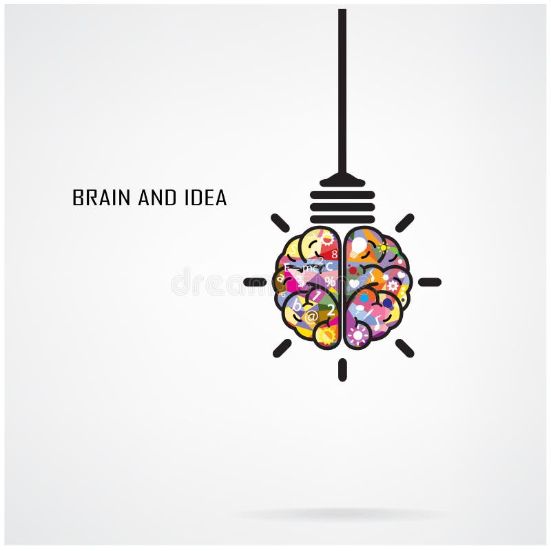 Kreative Gehirn Idee und Glühlampekonzept