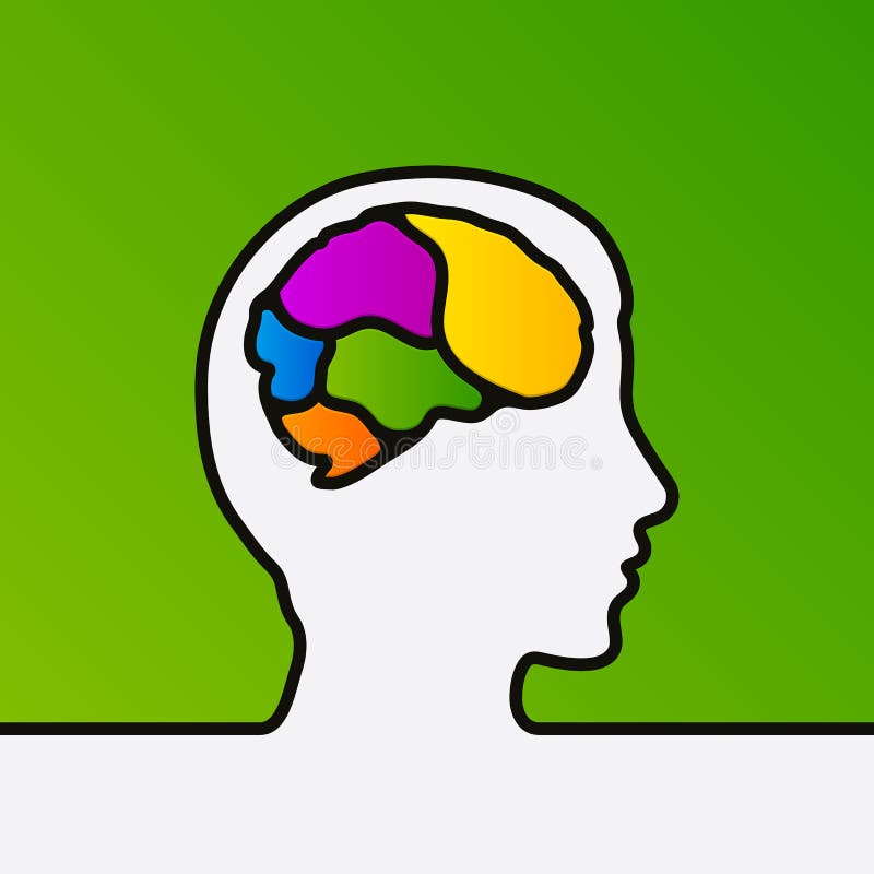 Kreativer Verstand Eine Linie, die einen Kopf mit menschlichem Gehirn nach innen bildet Vektor