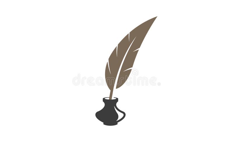 Kreatives abstraktes Feder Tintenfass Logo Design Vector Symbol Illustration vektor abbildung