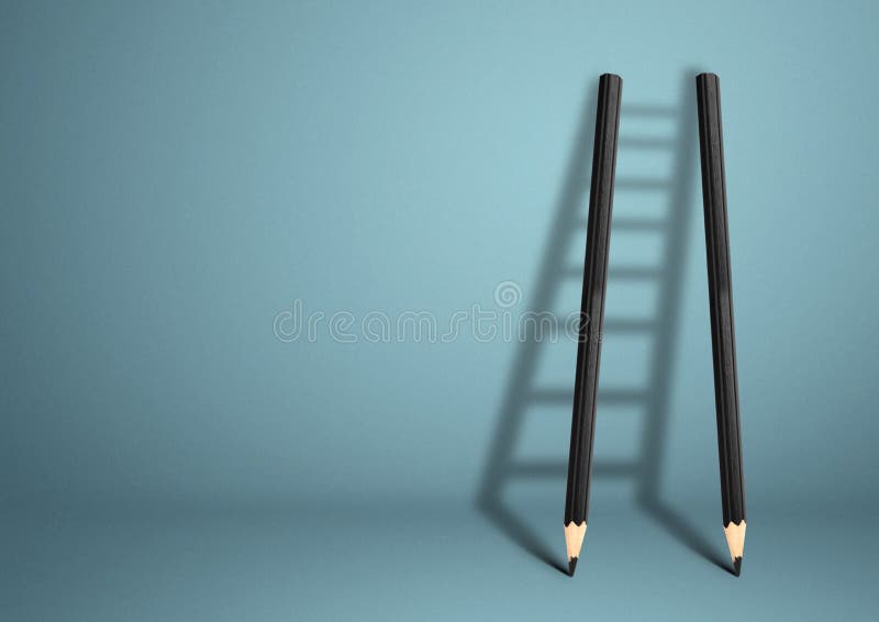Kreatives Konzept des Erfolgs, Bleistift Leiter mit Kopienraum