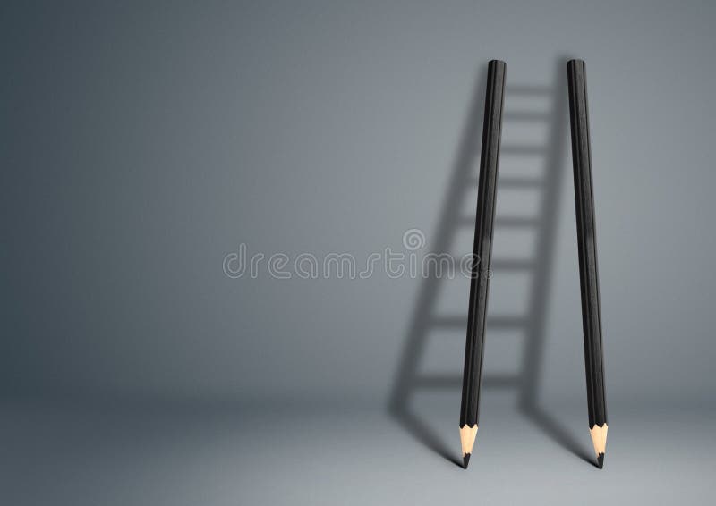 Kreatives Konzept des Erfolgs, Bleistift Leiter mit Kopienraum
