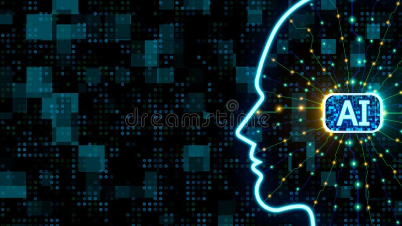 Kreatives und intelligentes Konzept künstlicher Intelligenz mit menschlichem Gesicht vektor abbildung