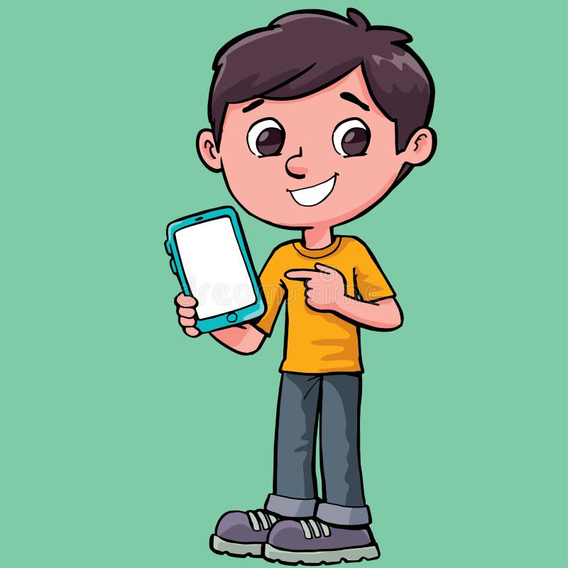 Boy Mobile Phone Cartoon Stock Illustrations – 5,095 Boy Mobile Phone ...