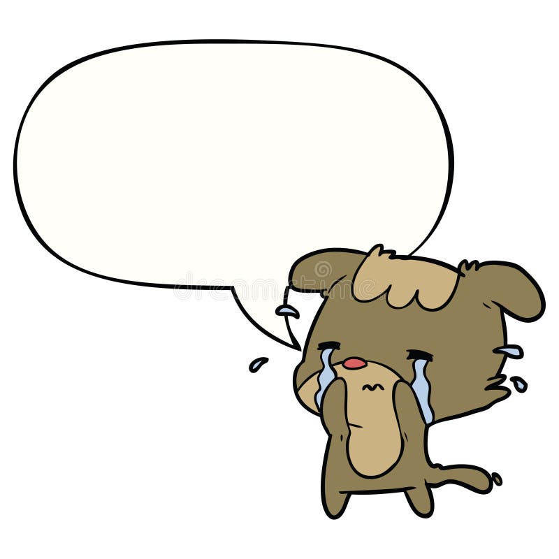 An original creative cartoon sad dog crying and speech bubble. An original creative cartoon sad dog crying and speech bubble