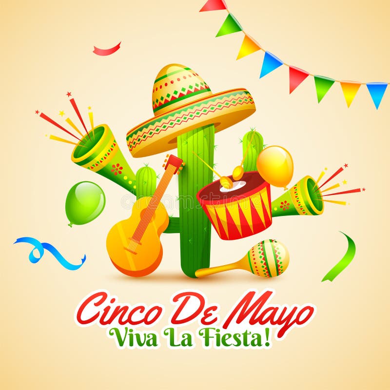 Kreatywnie fiesta przyjęcia ulotki projekt z ilustracją gitara, marakasy i sombrero kapelusz na kremowym koloru tle, ilustracji Kreatywnie fiesta przyjęcia ulotki projekt z ilustracją gitara, marakasy i sombrero kapelusz na kremowym koloru tle, ilustracji