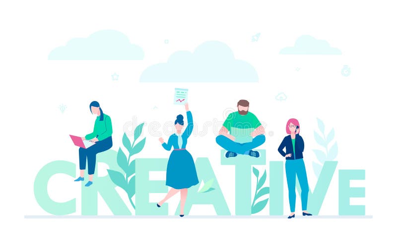 Kreatywnie grupa - płaskiego projekta stylu kolorowa ilustracja ilustracja wektor