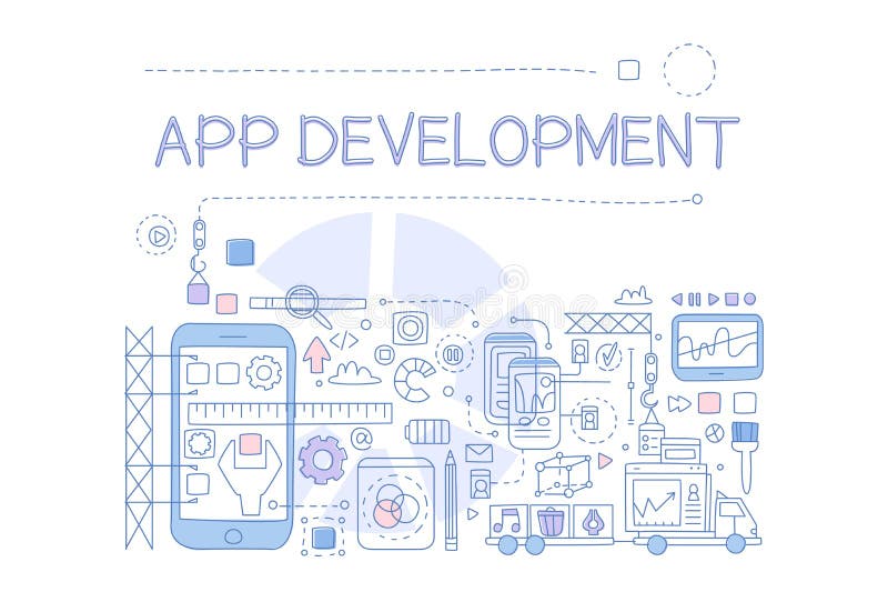 Kreatywnie nakre?lenie infographic mobilny app rozw royalty ilustracja Kreatywnie nakre?lenie infographic mobilny app rozw royalty ilustracja