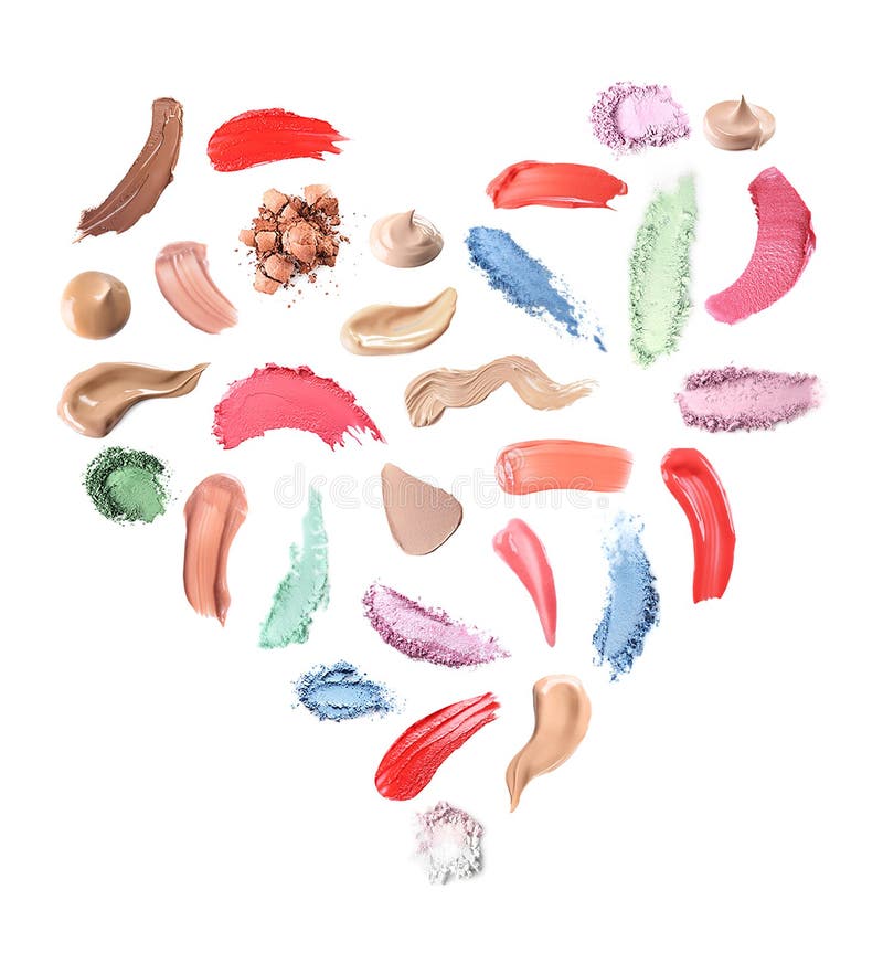 Kreatywnie set z różnymi makeup produktu rozmazami ilustracji Kreatywnie set z różnymi makeup produktu rozmazami ilustracji
