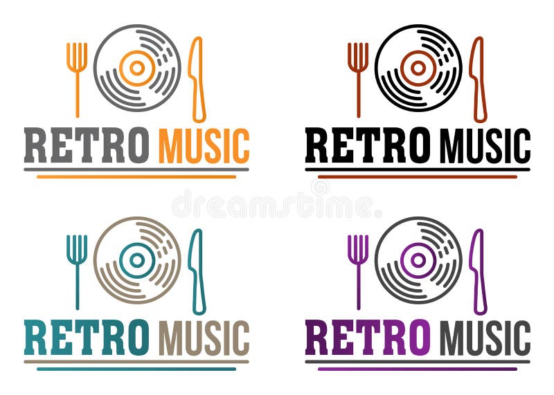 Kreatywnie wektorowy retro muzyczny logo z słuzyć winylowego rejestr Pojęcie dla muzyka baru, restauracji, kawiarni, menu i jakaś royalty ilustracja Kreatywnie wektorowy retro muzyczny logo z słuzyć winylowego rejestr Pojęcie dla muzyka baru, restauracji, kawiarni, menu i jakaś royalty ilustracja