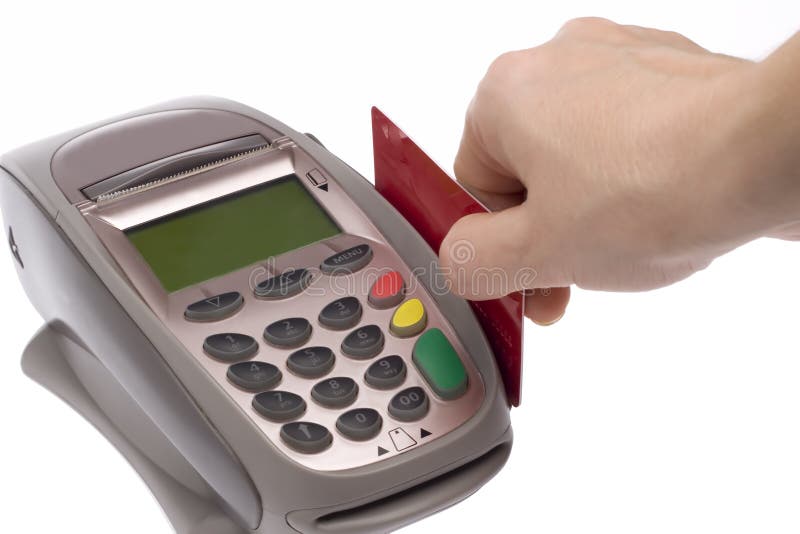 Swiping of the credit card for payment processing. Swiping of the credit card for payment processing.