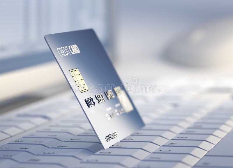 Kreditkarte am Tischrechner lizenzfreie stockfotografie Kreditkarte am Tischrechner lizenzfreie stockfotografie