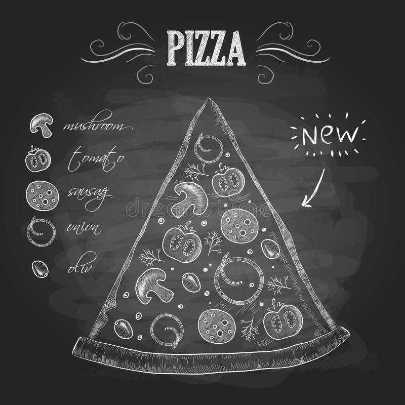 Kredowi rysunki Pizza royalty ilustracja Kredowi rysunki Pizza royalty ilustracja