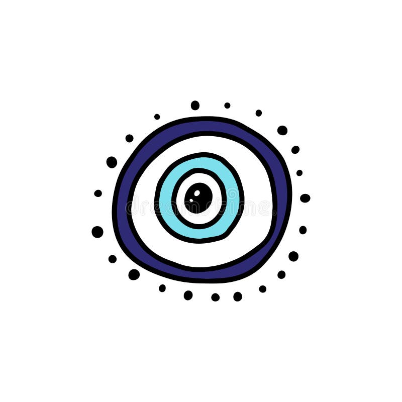 Kreis-Charmesymbol des bösen Blicks isolierten Blaues oder Zeichenkarikaturvektorillustration. vektor abbildung