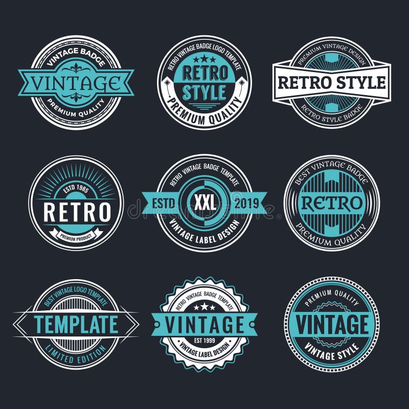 Kreis-Weinlese und Retro- Ausweis-Design-Sammlung stock abbildung
