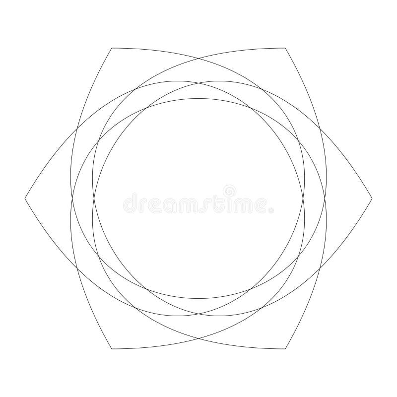 Kreisförmige geometrische Konstruktionselemente mit bearbeitbaren Linien Umriss nicht erweitert. abstraktes radiales Mandala-Motiv