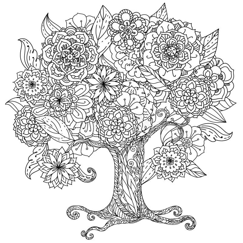 Kreisorient-Blumenschwarzweiss lizenzfreie abbildung