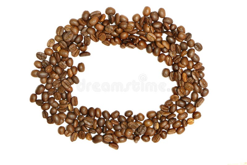 Kreisrahmen von Kaffeebohnen auf weißem Hintergrund lizenzfreie stockbilder Kreisrahmen von Kaffeebohnen auf weißem Hintergrund lizenzfreie stockbilder