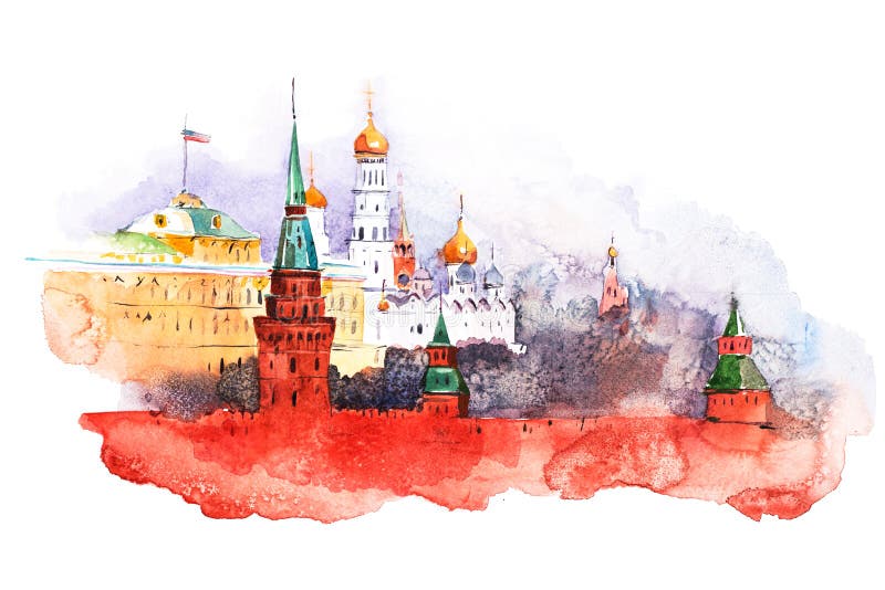 Moscow Kremlin. Russia Red Square Watercolor paintings. Moscow Kremlin. Russia Red Square Watercolor paintings.