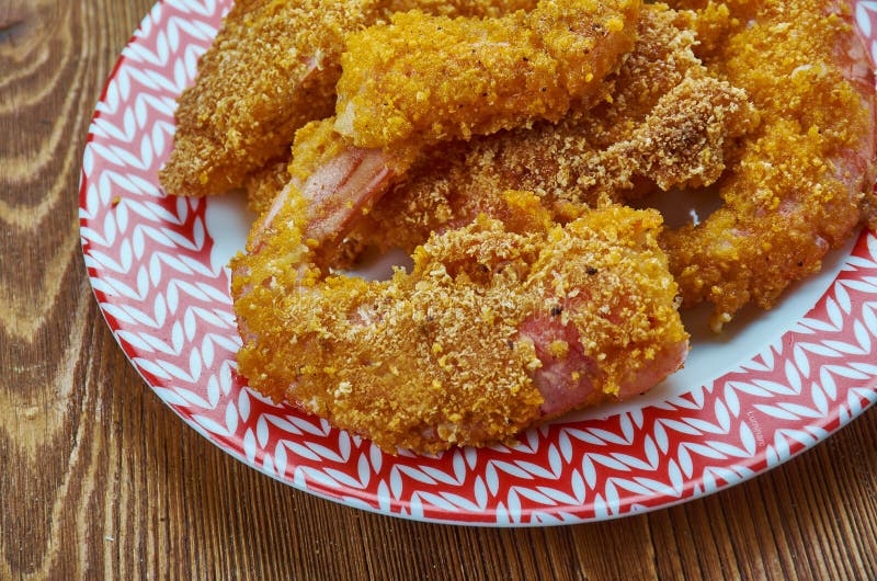 Creole Fried Shrimp, easy Southern recipe,close up. Creole Fried Shrimp, easy Southern recipe,close up