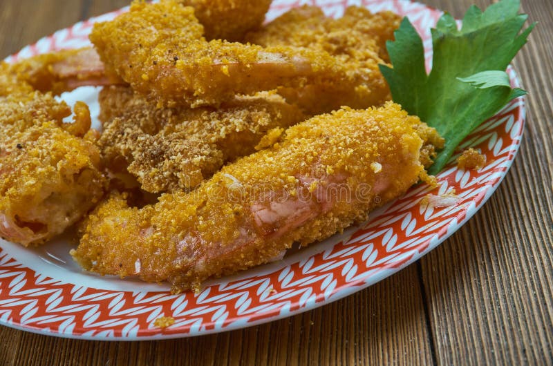 Creole Fried Shrimp, easy Southern recipe,close up. Creole Fried Shrimp, easy Southern recipe,close up