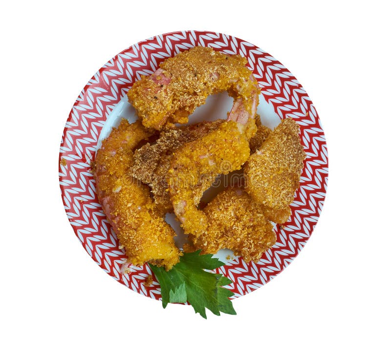 Creole Fried Shrimp, easy Southern recipe,close up. Creole Fried Shrimp, easy Southern recipe,close up