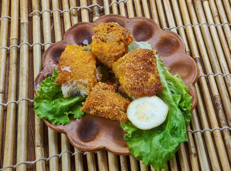 Creole Fried Fish , Cajun food close up. Creole Fried Fish , Cajun food close up