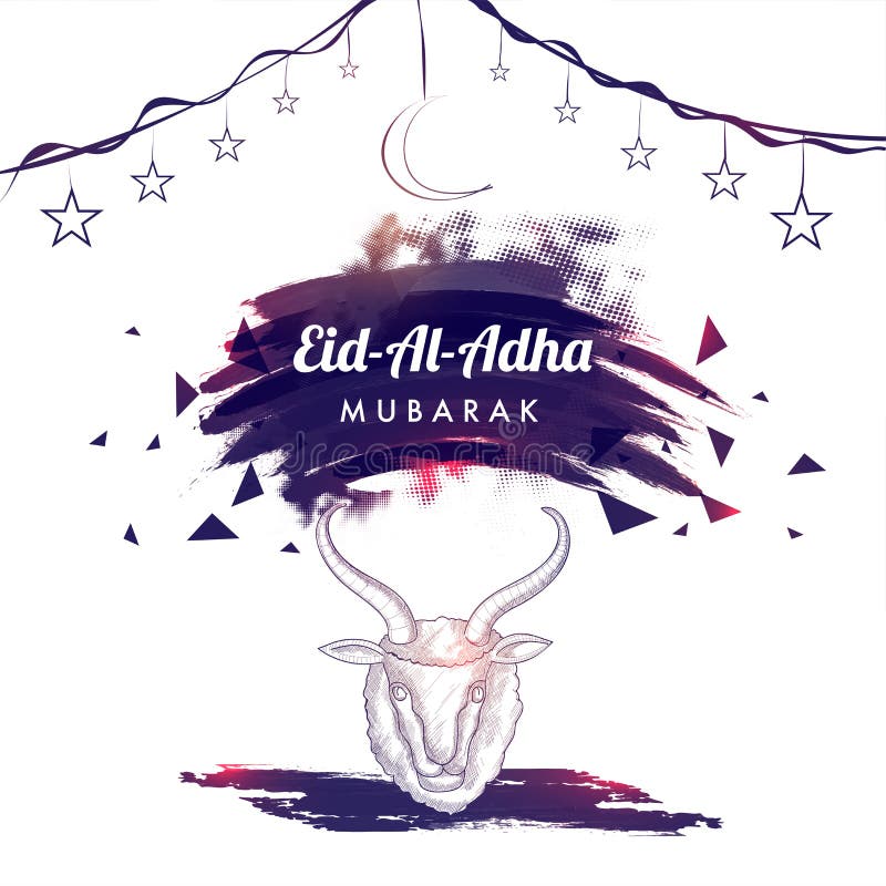 Kreskowej sztuki ilustracja kózki głowa, wisząca księżyc, gwiazdy i Eid, ilustracja wektor Kreskowej sztuki ilustracja kózki głowa, wisząca księżyc, gwiazdy i Eid, ilustracja wektor