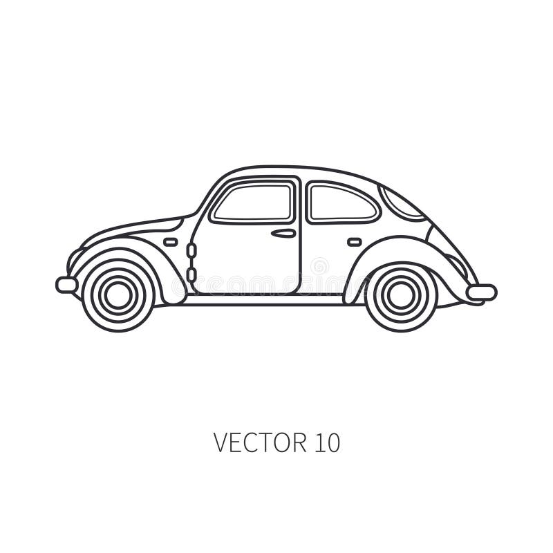 Kreskowej wektorowej ikony turystyki retro samochód Klasyczny 1950s styl Nostalgii subcompact antyka samochód plażowi Formentera royalty ilustracja Kreskowej wektorowej ikony turystyki retro samochód Klasyczny 1950s styl Nostalgii subcompact antyka samochód plażowi Formentera royalty ilustracja