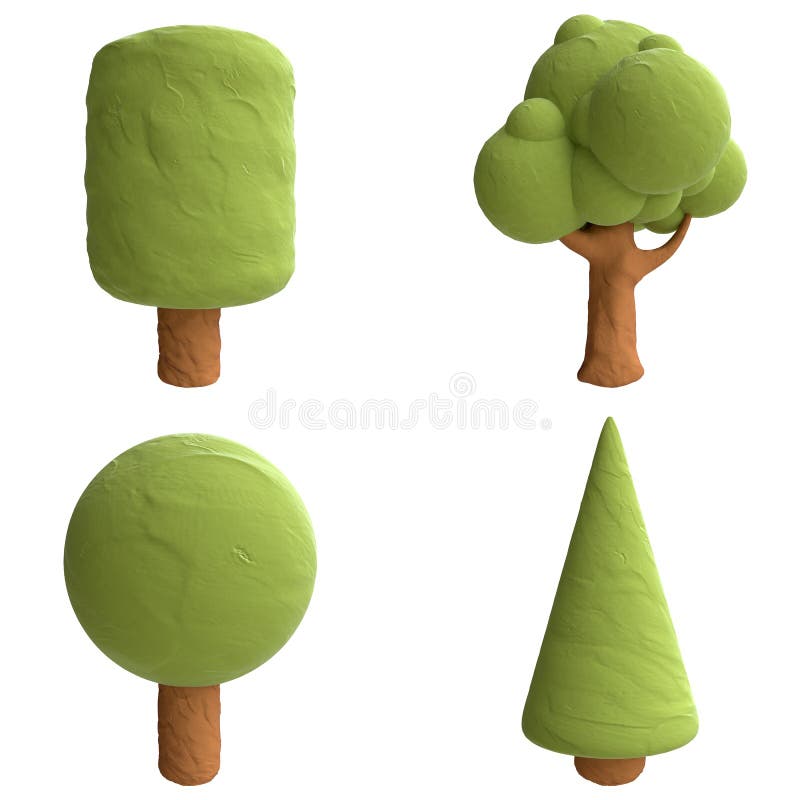 Cartoon trees from plasticine or clay. Cartoon trees from plasticine or clay.