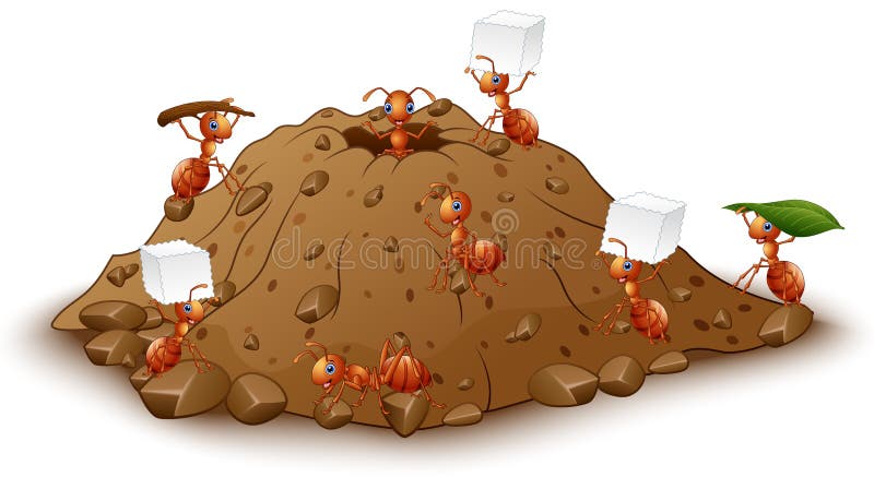Kreskówek mrówek kolonia z anthill ilustracja wektor Kreskówek mrówek kolonia z anthill ilustracja wektor