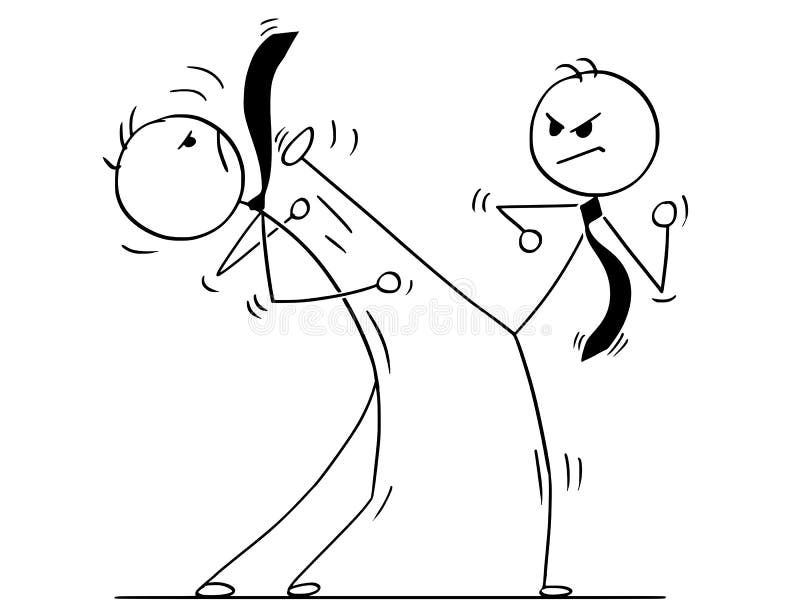 Kreskówka Dwa biznesmena Kung Fu lub karate bój royalty ilustracja