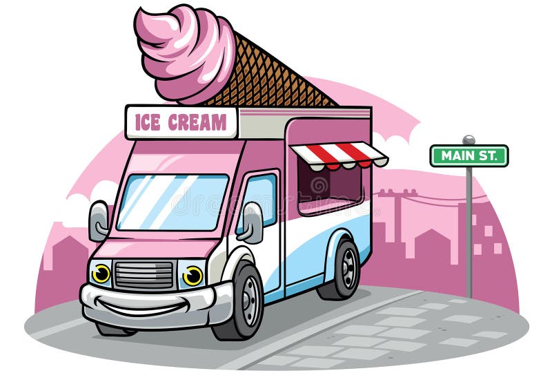 Kreskówka lody Samochód dostawczy Ilustracja royalty ilustracja Kreskówka lody Samochód dostawczy Ilustracja royalty ilustracja