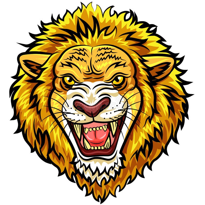 Kreskówka lwa kierownicza gniewna maskotka royalty ilustracja