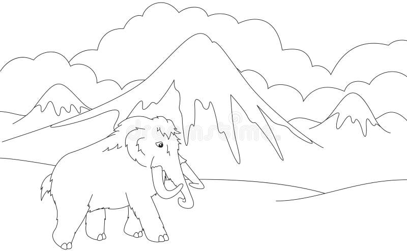 Kreskówka mamut na tle prehistoryczna natura Educa ilustracja wektor Kreskówka mamut na tle prehistoryczna natura Educa ilustracja wektor