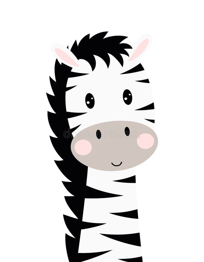 Kreskówka ostra zebra odizolowana na białym tle ilustracji