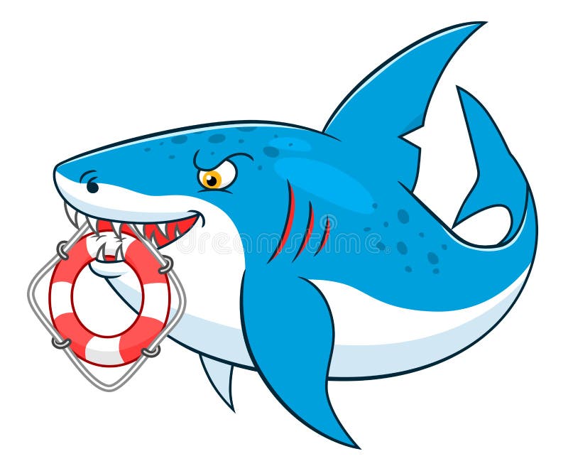 Cartoon cute shark with lifeline isolated on white background. Cartoon cute shark with lifeline isolated on white background