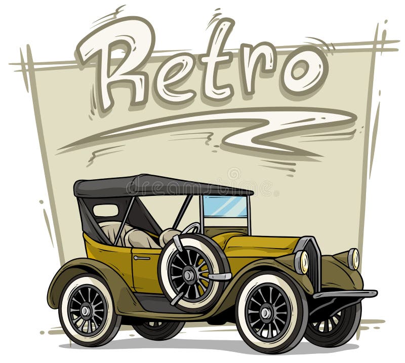 Kreskówka retro rocznika luksusowy odwracalny samochód royalty ilustracja Kreskówka retro rocznika luksusowy odwracalny samochód royalty ilustracja