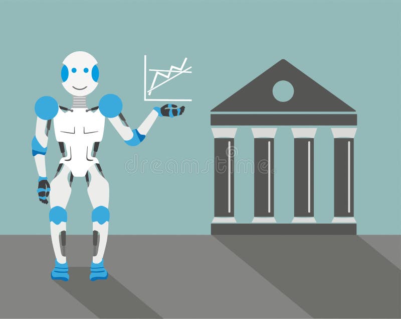 Kreskówka robota wykresu giełda papierów wartościowych ilustracji Kreskówka robota wykresu giełda papierów wartościowych ilustracji
