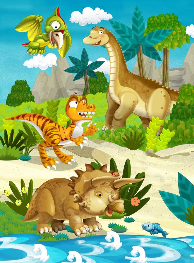 Kreskówka szczęśliwi dinosaury royalty ilustracja Kreskówka szczęśliwi dinosaury royalty ilustracja